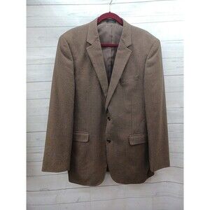 Andrew Fezza Mens Brown Blazer Sport Coat Houndstooth Sz 44L